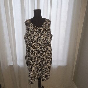 Briggs New York Black & White Floral Midi Sheath Dress